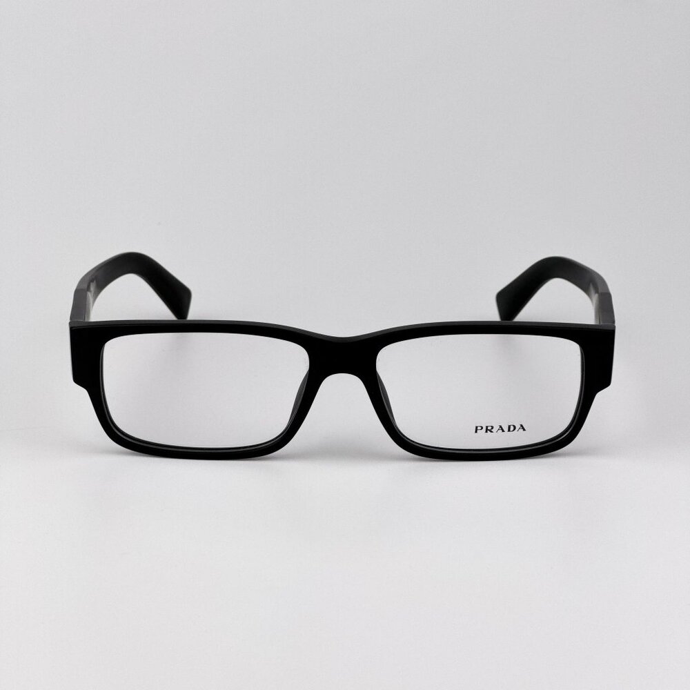 Prada PRB09V Eyeglasses – Matte Black Rectangle Frame | Model 12P1O1